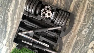 15kg Dumb/Barbell – Cast Iron / Rubber Hex Dumbbell Set