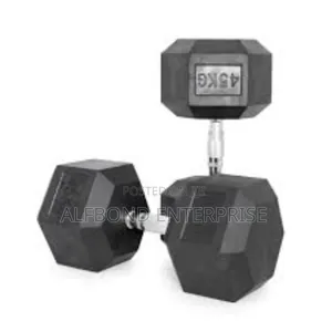45kgx2 Hexagonal Dumbbells – Cast Iron / Rubber Hex Dumbbell Set