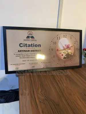 Citation with Clock Frame 12×24 Inches – Custom Engraved Citation & Wall Clock Combination