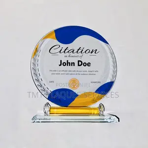 Crystal Glass Award Plaque – Optically Clear Engraved Plaque for Ceremonies & Events