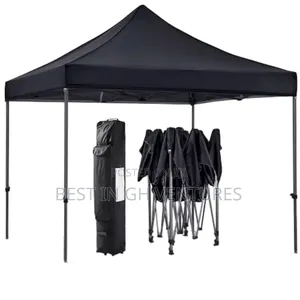 Black Foldable Tent With Wheel Storage Bag | 10x10ft | Steel Frame | Waterproof Oxford Cloth | UV Protection | Events & Camping