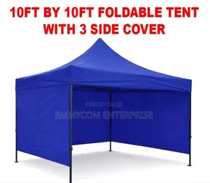 10 Feet By 10 Feet Foldable Tent With 3 Sides Cover | 10x10ft | Steel Frame | Waterproof Oxford Cloth | UV Protection | Events & Camping