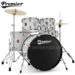 Quality Premier Revolution 20" 5-piece Complete Drum Kit White | Complete Drum Kit | Hardware Included | Stage & Practice Ready
