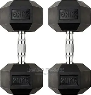 40kg Dumbbells Hex – Cast Iron / Rubber Hex Dumbbell Set