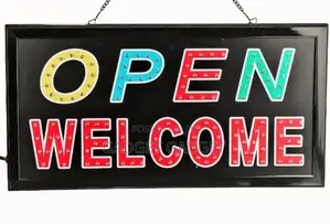 LED Welcome Open/Closed Door Sign – Plug-In Illuminated Hanging Sign for Shops & Cafés