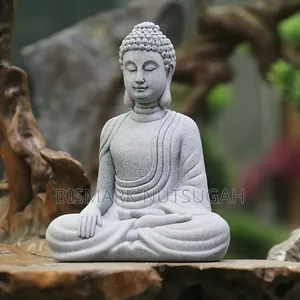 Marble Buddha Praying Statue with Water Fountain – Tabletop Zen Water Feature with LED Light