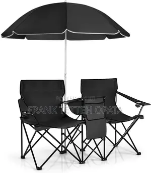 Double Beach Chairs With Umbrella With Cooler Bag Table Cupholders | 2-Person | Built-in Umbrella | Cup Holders & Cooler Bag | Lightweight Folding