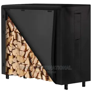 Amagabeli 4ft Firewood Log Rack With Cover Combo Set | Tubular Steel | 4ft Rack | Weatherproof Cover | Fireplace & Outdoor Firewood Storage