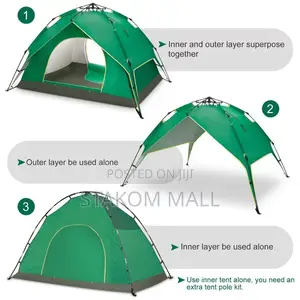 Automatic Camping Tent - 4 People | Pop-Up Design | Quick 1-Min Setup | Waterproof & Windproof | All-Season