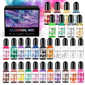 30-Piece Alcohol Dye Ink Liquid Pigment Set – 10ml Bottles for Epoxy Resin Art & Crafts