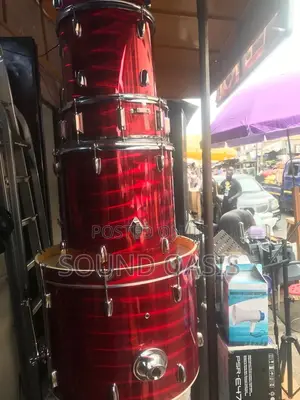 Olympic 5set Drums With Cymbals (Glossy Red) – Complete Drum Cymbal Set for Beginners & Professionals