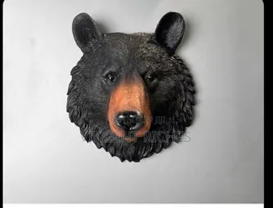 Bear Head Resin Wall Sculpture (Orange Nose) – Unique Animal Wall Mount for Home Décor