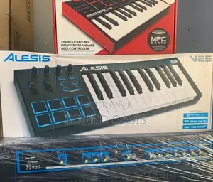 Alesis V25 25-Key USB MIDI Keyboard Controller – 8 Backlit Velocity Pads, 4 Assignable Knobs & DAW Ready