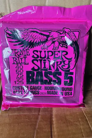Ernie Ball Super Slinky 5-String Bass Guitar Strings – Gauges .040–.125, Signature Slinky Tone