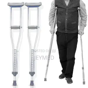 Auxiliary Crutches/Armpit Crutches | Axillary Design | Adjustable Height | Padded Armpit Rest | Non-Slip Tip | Durable Frame