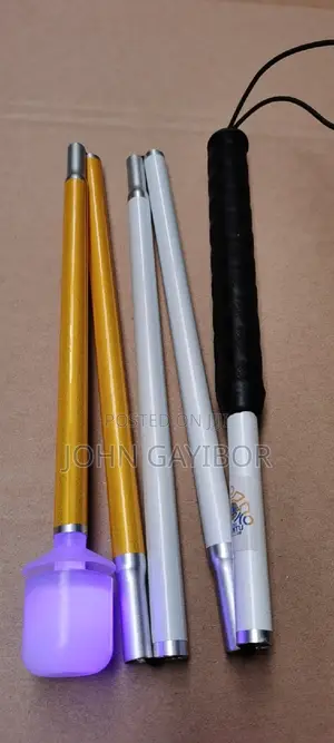 White Cane With Ball Roller and Light Source for the Blind