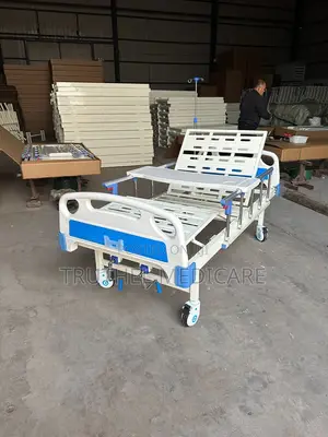 Hospital Bed - Two Cranks (Free Mattress, Drip Stand, Table) | Manual Crank | Head & Leg Adjust | Epoxy Frame | ABS Rails | Complete Set