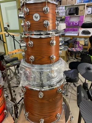 EV 5-Piece Acoustic Drum Set – Bass Drum, Toms, Snare, Hi-Hat & Hardware Included