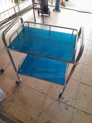 Medicine Trolley 2step | Multi-Tier | Stainless/Plastic | Locking Castors | Clinical Supply Transport