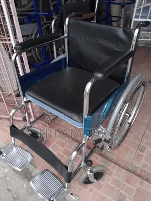 Commode Wheel Chair Without Backrest | 3-in-1 | Removable Commode | Foldable | Padded Seat | Hospital & Home Use