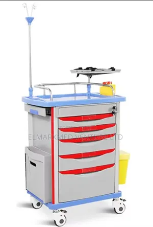 Medical Emergency Trolley | Crash Cart | Lockable Drawers | Defibrillator Platform | Mobile | ICU & ER Ready