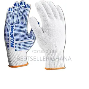 Cotton Knitted PVC Dotted Work Gloves – Heavy-Duty Grip Gloves Size XL (12 Pairs)