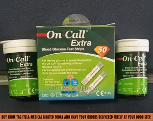 Glucometer Strips (Oncall Extra) | 50-Pack | No Coding | Fast 5-Second | Compatible Meter | Lancets Included