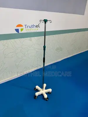 Drip Stand | Stainless Steel | Height-Adjustable | 4-Hook | Locking Castors | Hospital Use