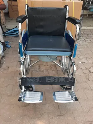 Wheelchair With Commode | Lightweight Steel Frame | Foldable | Padded Seat | Armrests & Footrests | Manual