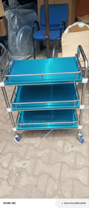 Medicine Trolley 3 Steps | Multi-Tier | Stainless/Plastic | Locking Castors | Clinical Supply Transport
