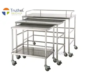 Medicine Trolley (2 Steps Customised) | Multi-Tier | Stainless Steel | Lockable | Locking Castors | Clinical Supply Transport