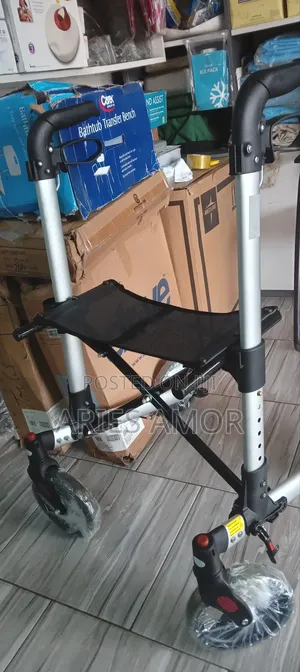 Rollator Pusher Walker – Adjustable Walking Aid – Crutches, Walking Stick & Zimmer Frame