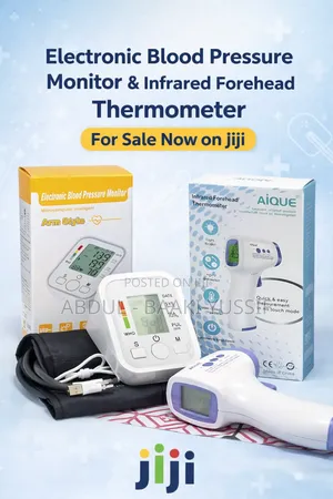 Electronic Blood Pressure Monitor and Forehead Thermometer | Digital Automatic | Upper Arm | Large Display | Memory Recall | Irregular Heartbeat Alert