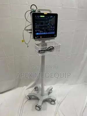 Multiparameter Patient Monitor + Stand ( Cardiotech ) | SpO2 | NIBP | ECG | Temp | Resp | Color TFT Display | Alarm System | ICU/CCU Grade