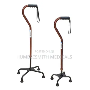 Quad Cane(Quality) | 4-Prong Base | Adjustable Height | Non-Slip Rubber Tips | Superior Stability
