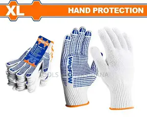 Cotton Knitted PVC Dotted Work Gloves WKG1801 – XL Heavy-Duty Grip Gloves (12 Pairs)