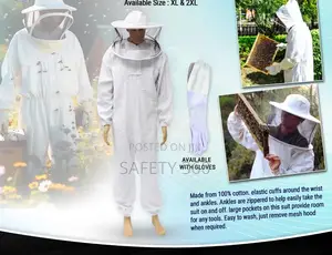 Beekeeping Suit | Full Jumpsuit | Veil & Hood | Elastic Cuffs | Ventilated | Beekeeping Grade