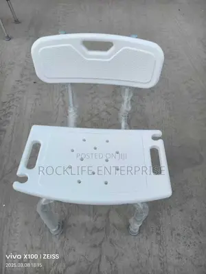 Bath/Shower Chair With Backrest | Height-Adjustable | Non-Slip Feet | Padded | Armrest & Backrest | Elderly Use