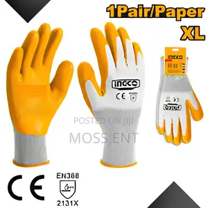 Latex Gloves Xl # Hgvl08-xl | Embossed Latex Coating | Polyester Liner | Oil & Water Resistant | All Sizes | EN 388