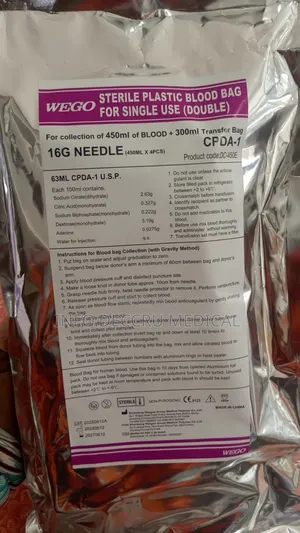 Blood Bag Double | CPD/CPDA Anticoagulant | Double Bag | Sterile | 350–450ml Blood Collection