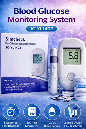 Simcheck Glucometer – Blood Glucose Monitoring System with Test Strips & Lancets