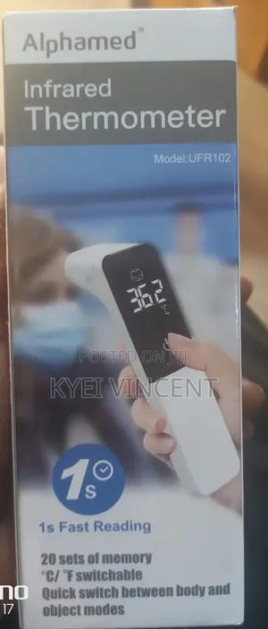 Alphamed Infrared Thermometer | Non-Contact | 1-Second Reading | Fever Alert | Child & Adult | Auto-Shutdown