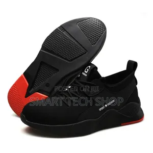 Black Red Breathable Soft Safety Work Shoes With Steel Toe And Kevlar