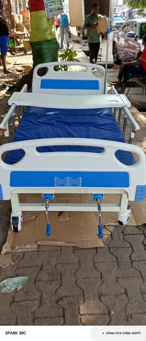 Hospital Bed With Mattress 2cranks | Complete Set | 2-Crank | Drip Stand & Overbed Table | ABS Headboard | Patient Care