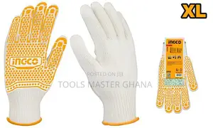 Knitted & Pvc Dots Gloves - Hgvk05 | Lampshade Cotton | Double PVC Dot Grip | Size XL | General Purpose | EN 388 Work Grade