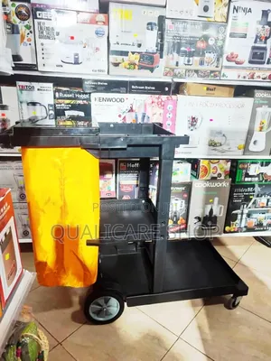 Janitorial Cleaning Trolley With Lid & Wheels - Black