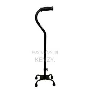 Quad Cane (Quality) | 4-Prong Base | Adjustable Height | Non-Slip Rubber Tips | Superior Stability
