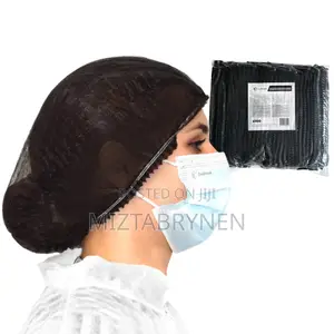 100 Black Disposable Hairnet Hair Covers | 100-Pack | Non-Woven | Elastic Band | Blue/Black | Food & Lab Hygiene Grade