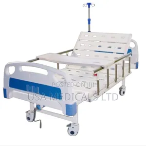 Hospital Bed With Drip Stand and Overbed Table (No Mattress) | Complete Set | 2-Crank | Drip Stand & Overbed Table | ABS Headboard | Patient Care