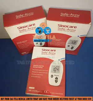 Glucometer Machine (Sinocare) | Fast 5-Second Results | No Coding | Micro Blood Sample | Memory Storage | Lancets Included